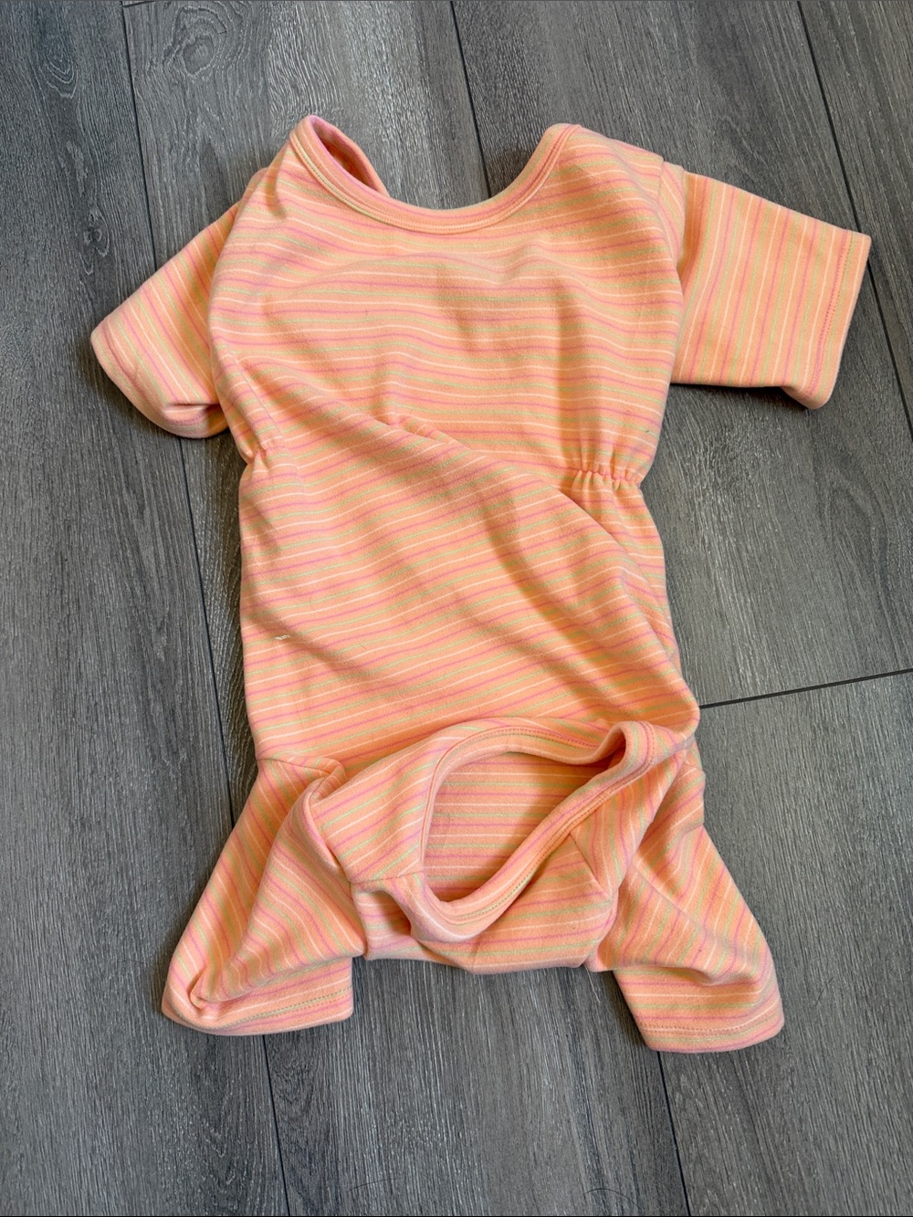 Pet Stripe Cotton Dog Tee in Peach-Pink - Soft Everyday Wear